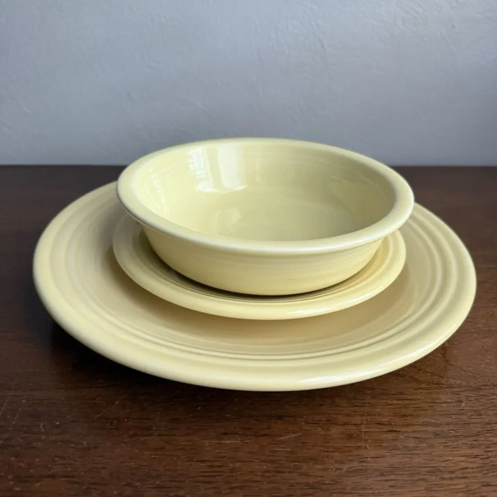 Fiestaware Fiesta Yellow 3 Piece Place Setting Dinner Salad Plate Bowl
